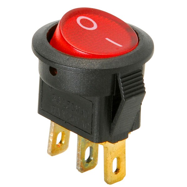 Main product image for SPST Mini Round Rocker Switch w/Red Illuminatio 060-712